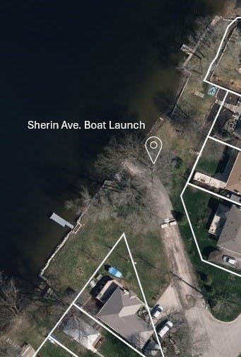 Aerial view of the Sherin Avenue Boat Launch and surrounding properites