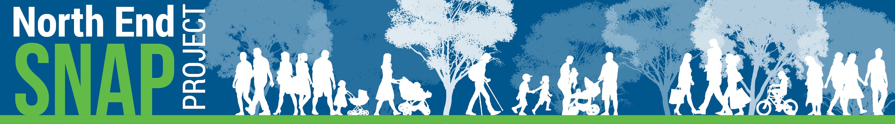 Promotion graphic displaying the sihouettes of various people walking amongst the trees