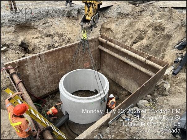 2026-07-20 - King William Reconstruction - Manhole being installed.jpeg