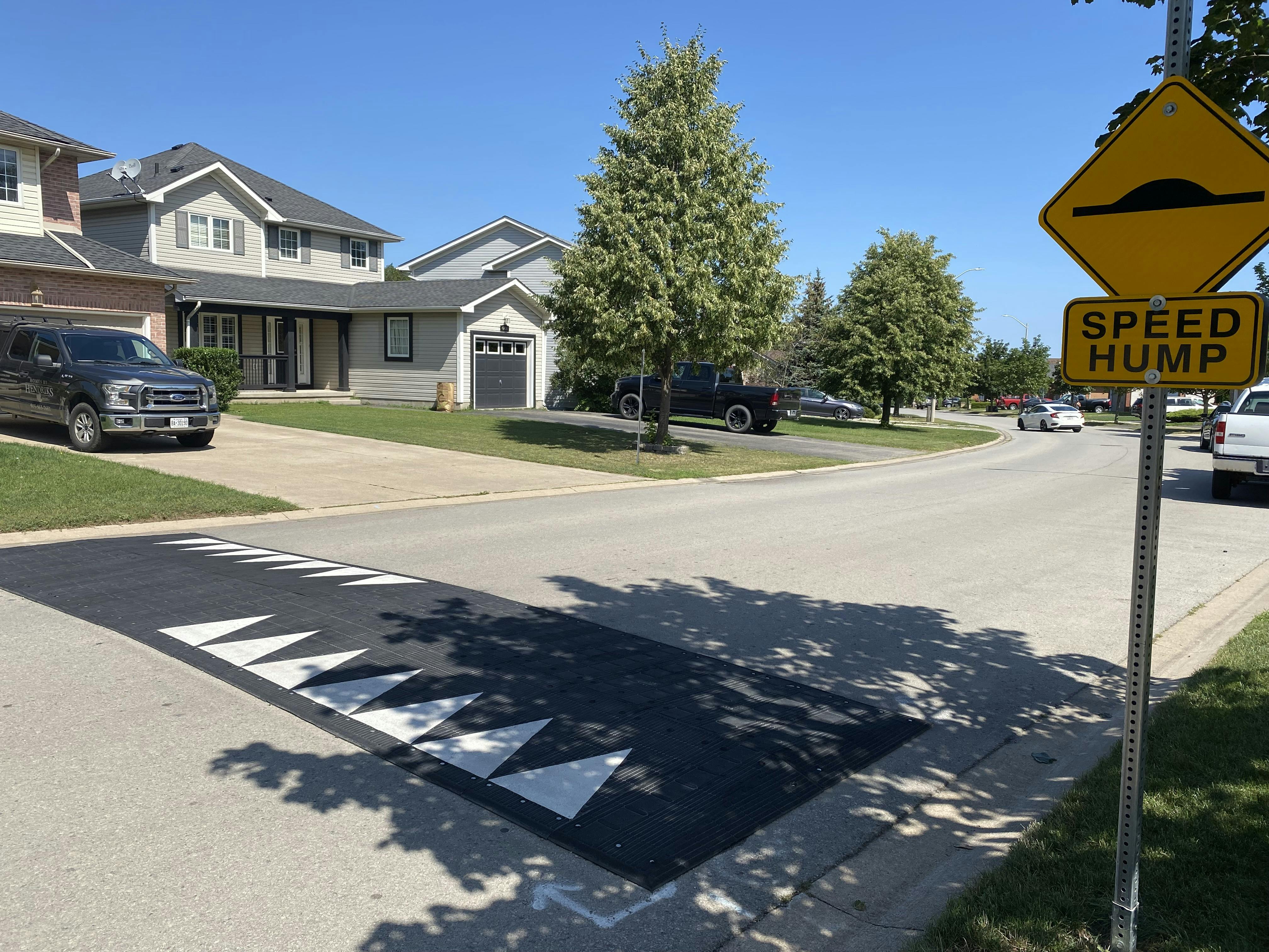 Temporary speed hump on Stadelbauer Drive