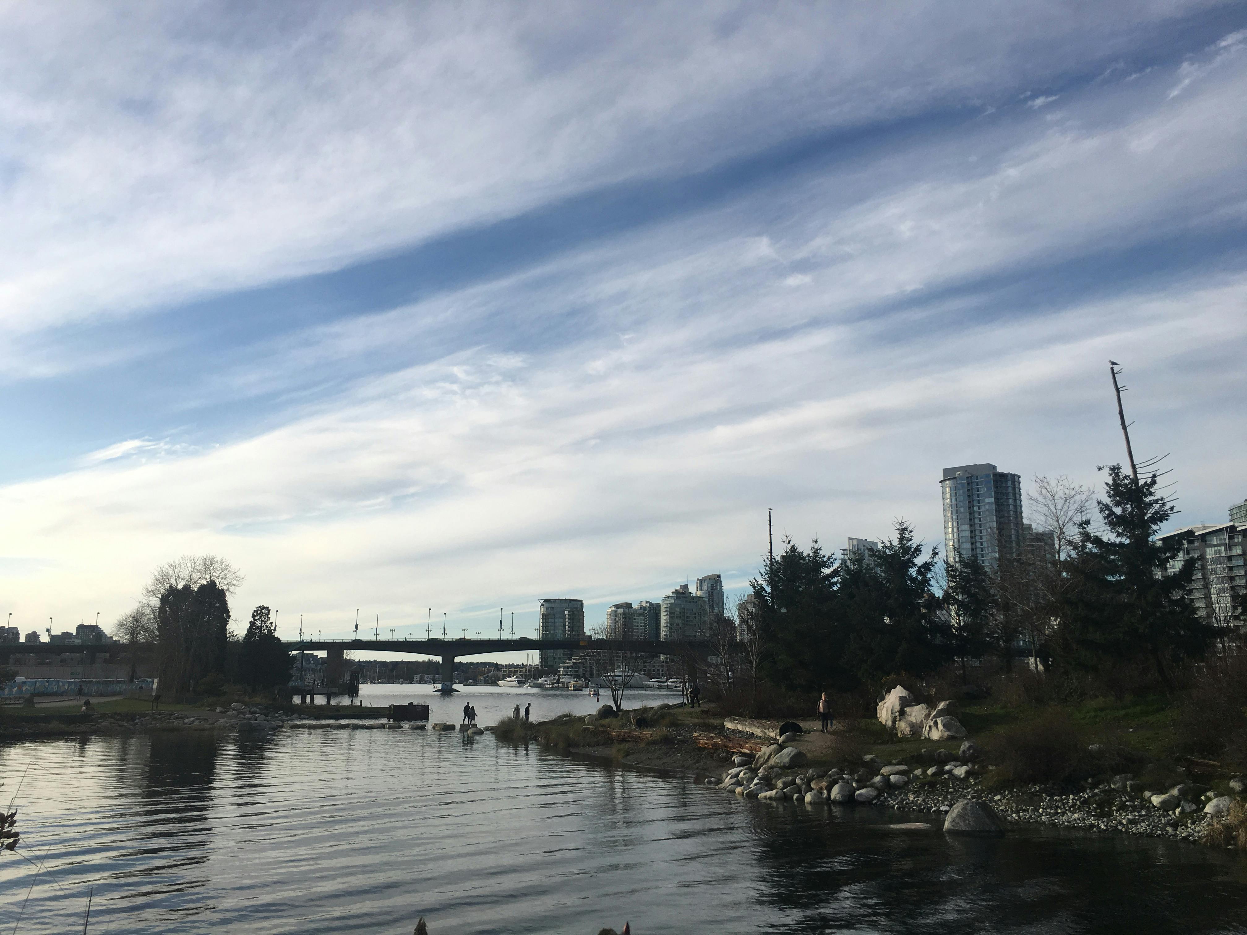 2018 king tide almost floods the stone path to Habitat Island