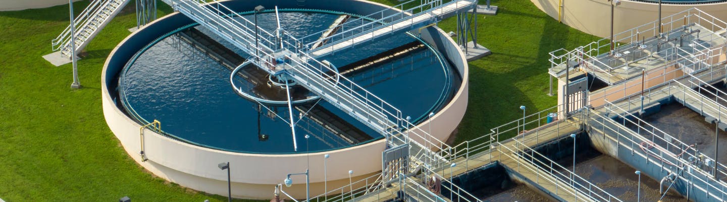 Drone footage of a Water treatment Facility