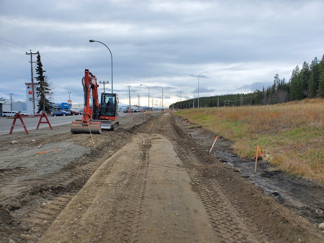 Range Road South Asphalt Extension under construction