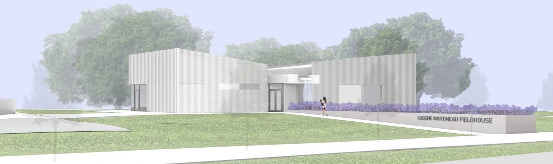 Northeastern perspective of proposed field house from Mikinak Road