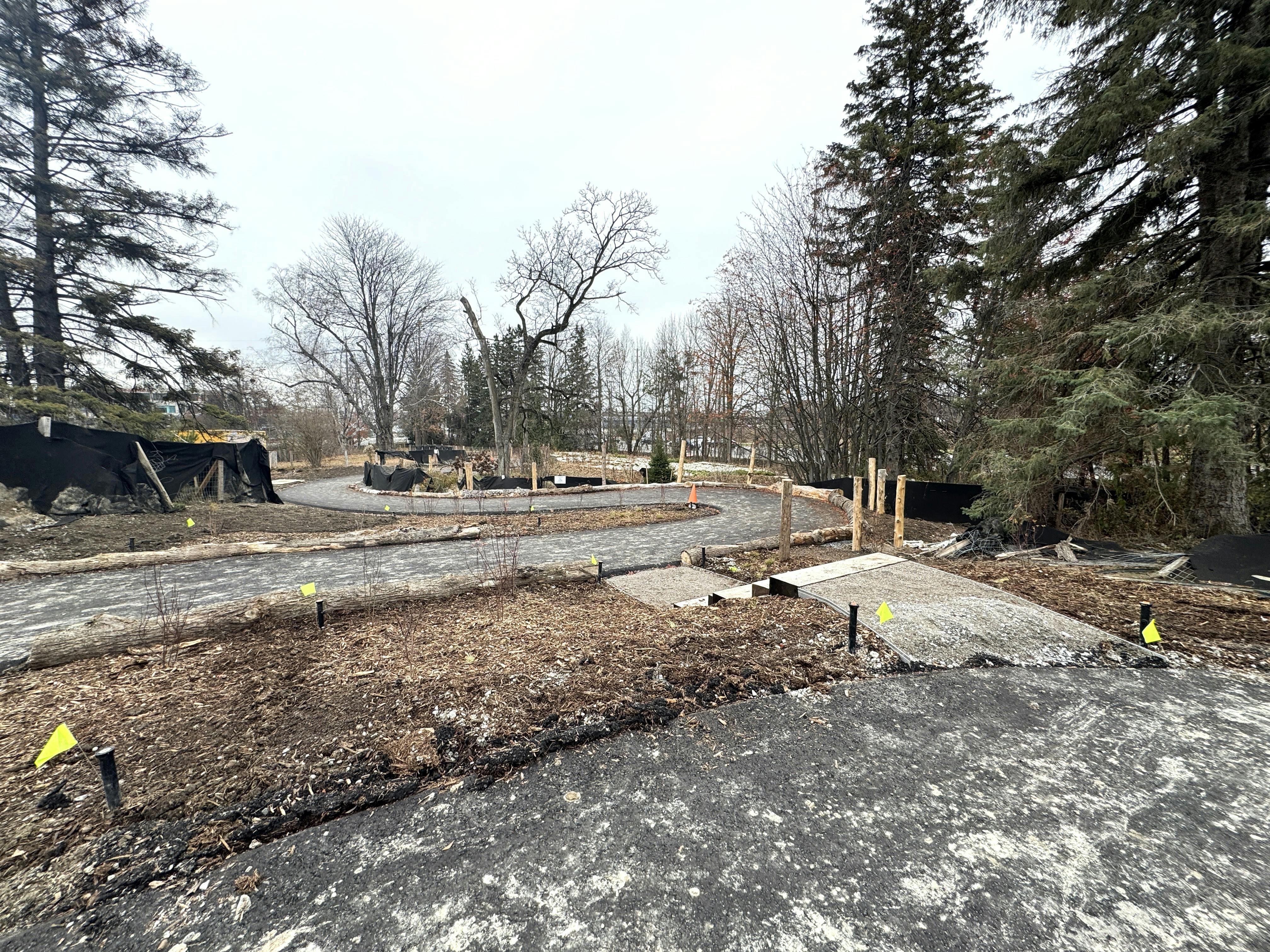 Pathways wind from the house to Yonge Street 