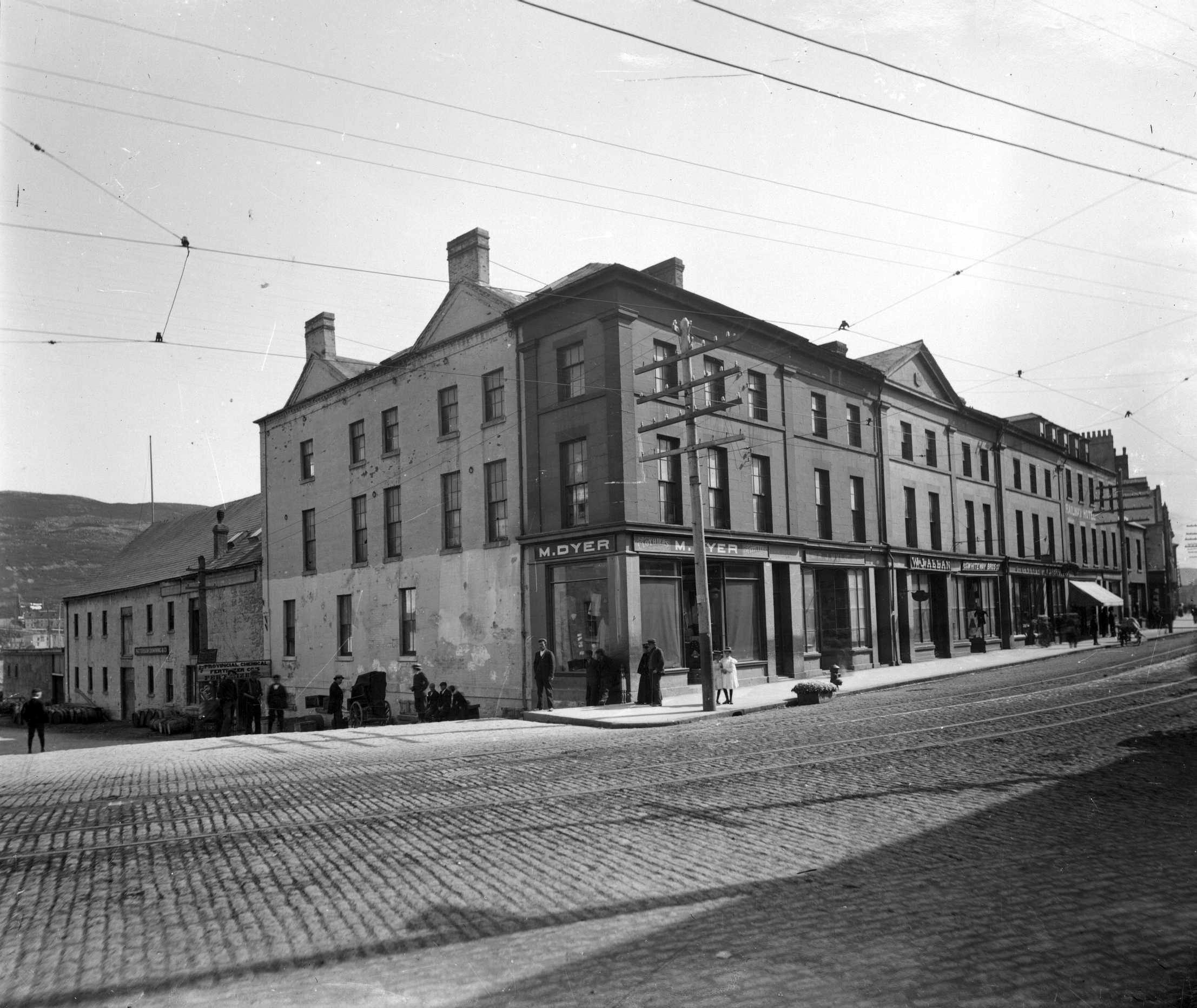 1900's: The O'Dwyer Block. Water Street looking east from Steers Cove.