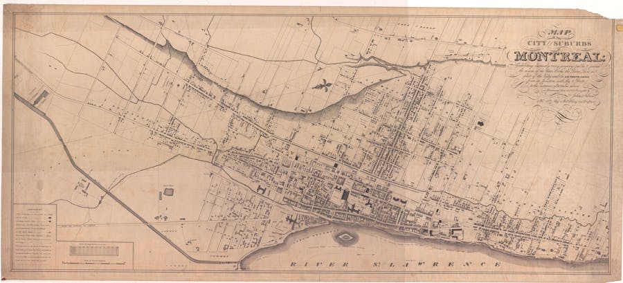 Plan de la Ville et des faubourgs de Montréal en 1825