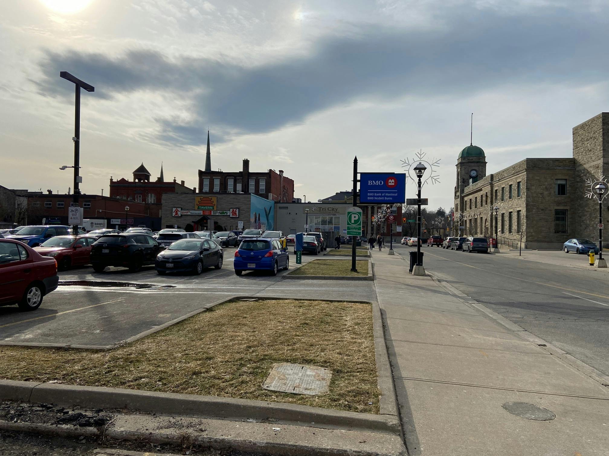 View of Dickson Street and municipal parking lot