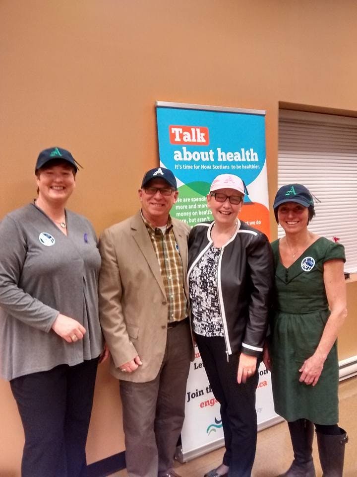 L-R Robin Latta NSHA, Bill Schurman Recreation Director Town of Amherst, Janet Knox CEO NSHA, Colleen Dowe NSHA