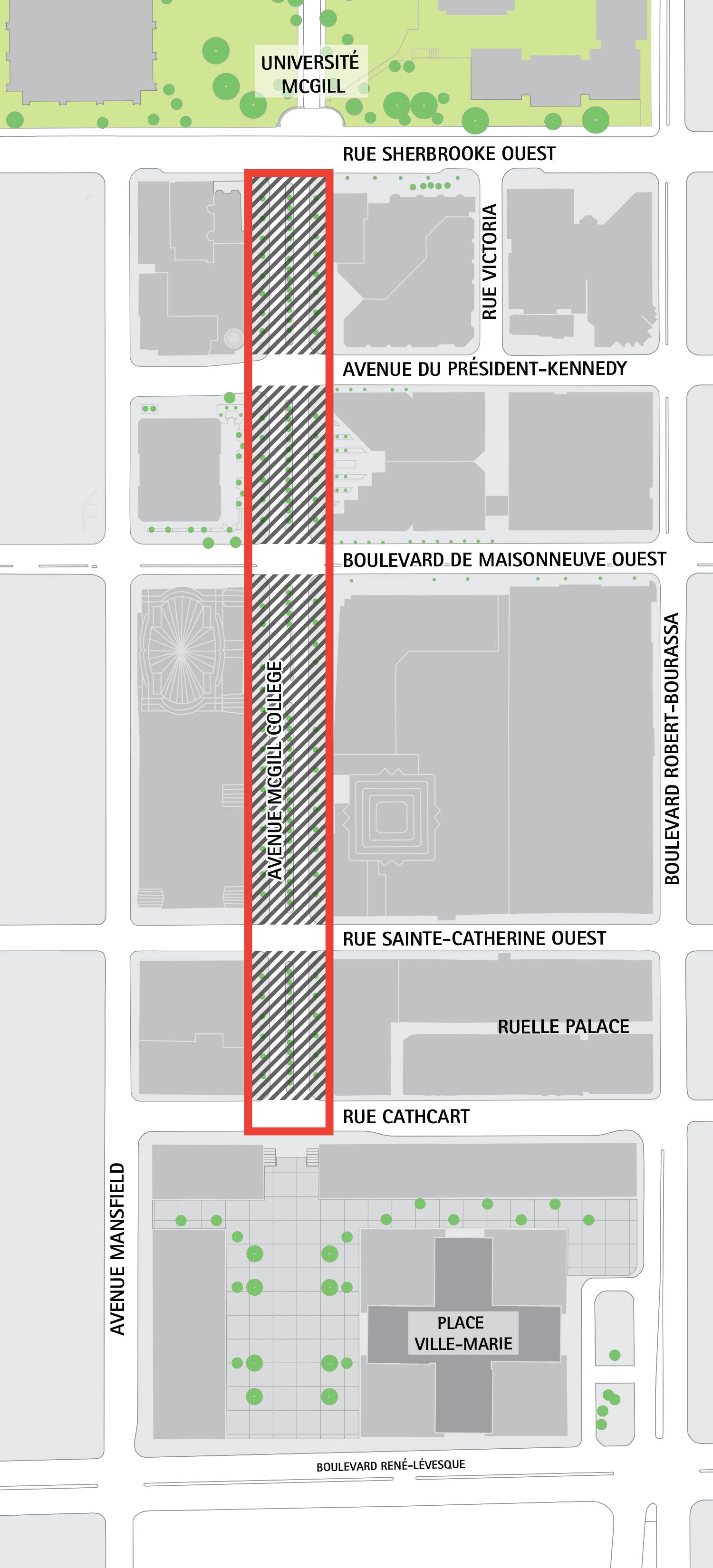 Area of action of the McGill College project