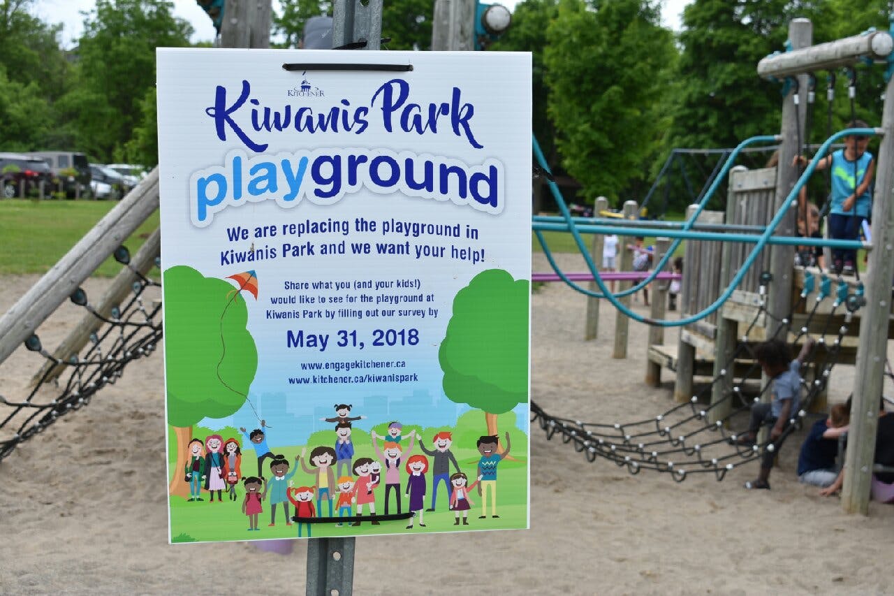 Kiwanis Park playground replacement sign