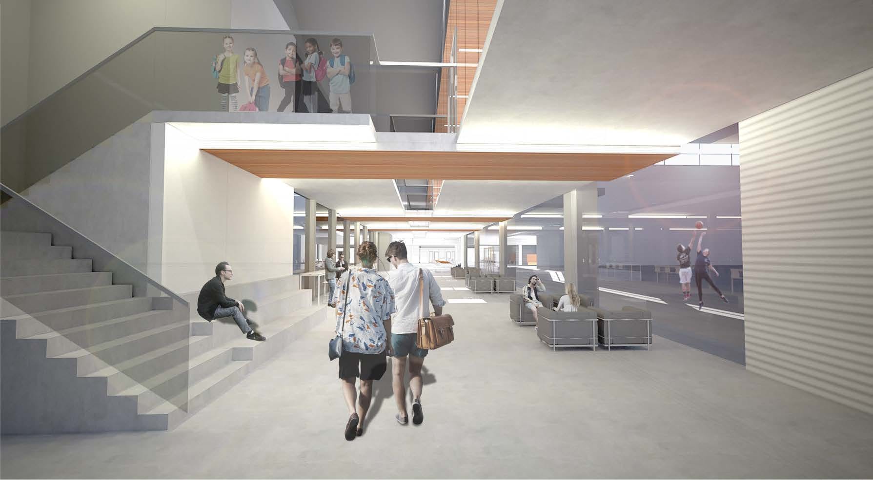 Rendering: Enclosed breezeway - lower level