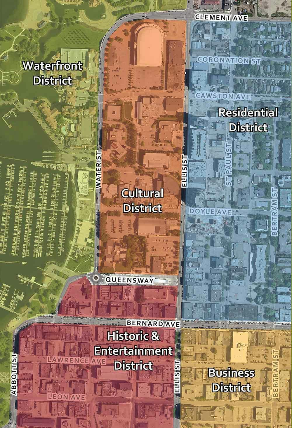 The districts of downtown Kelowna