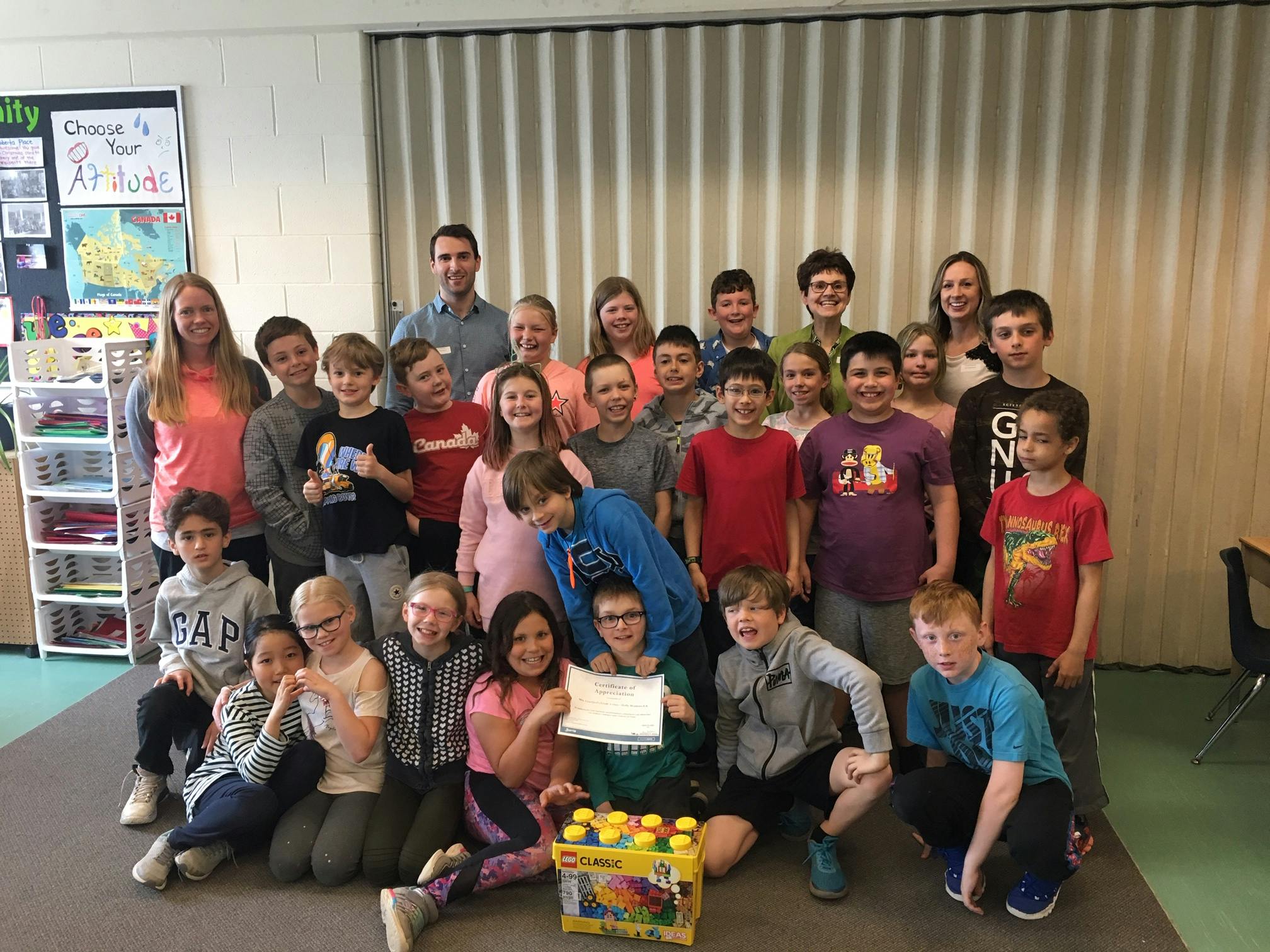 Mrs. Crawford's Grade 4 class at Holly Meadows Elementary School presented with their certificate for providing insightful feedback and their visions for Barre's future. 
