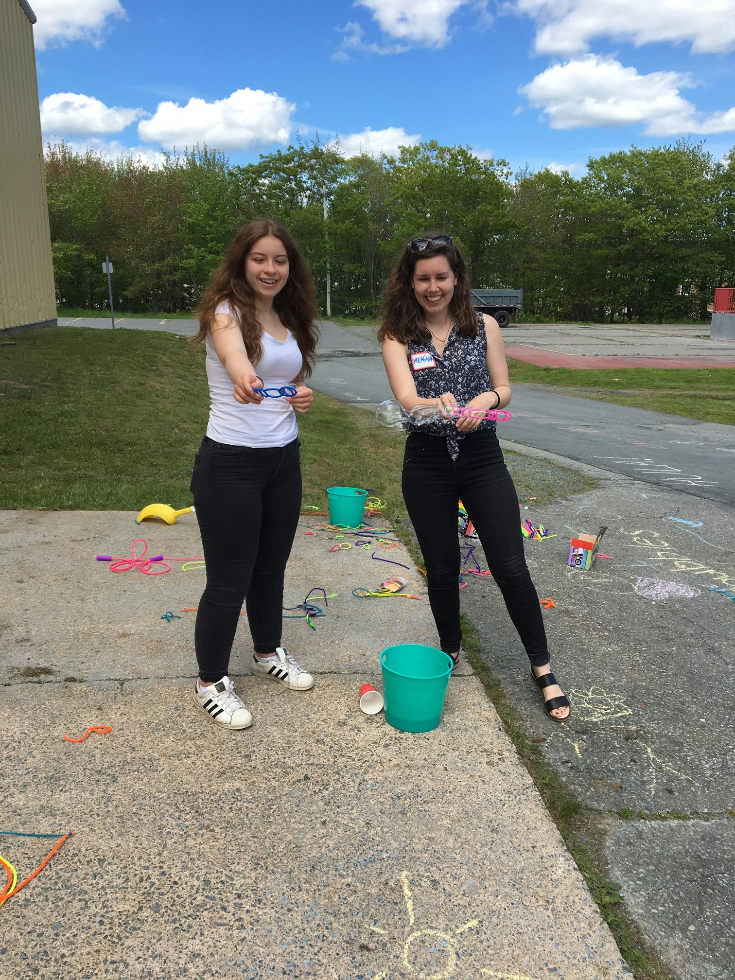 Bubble blowing at the Gray Arena Site event