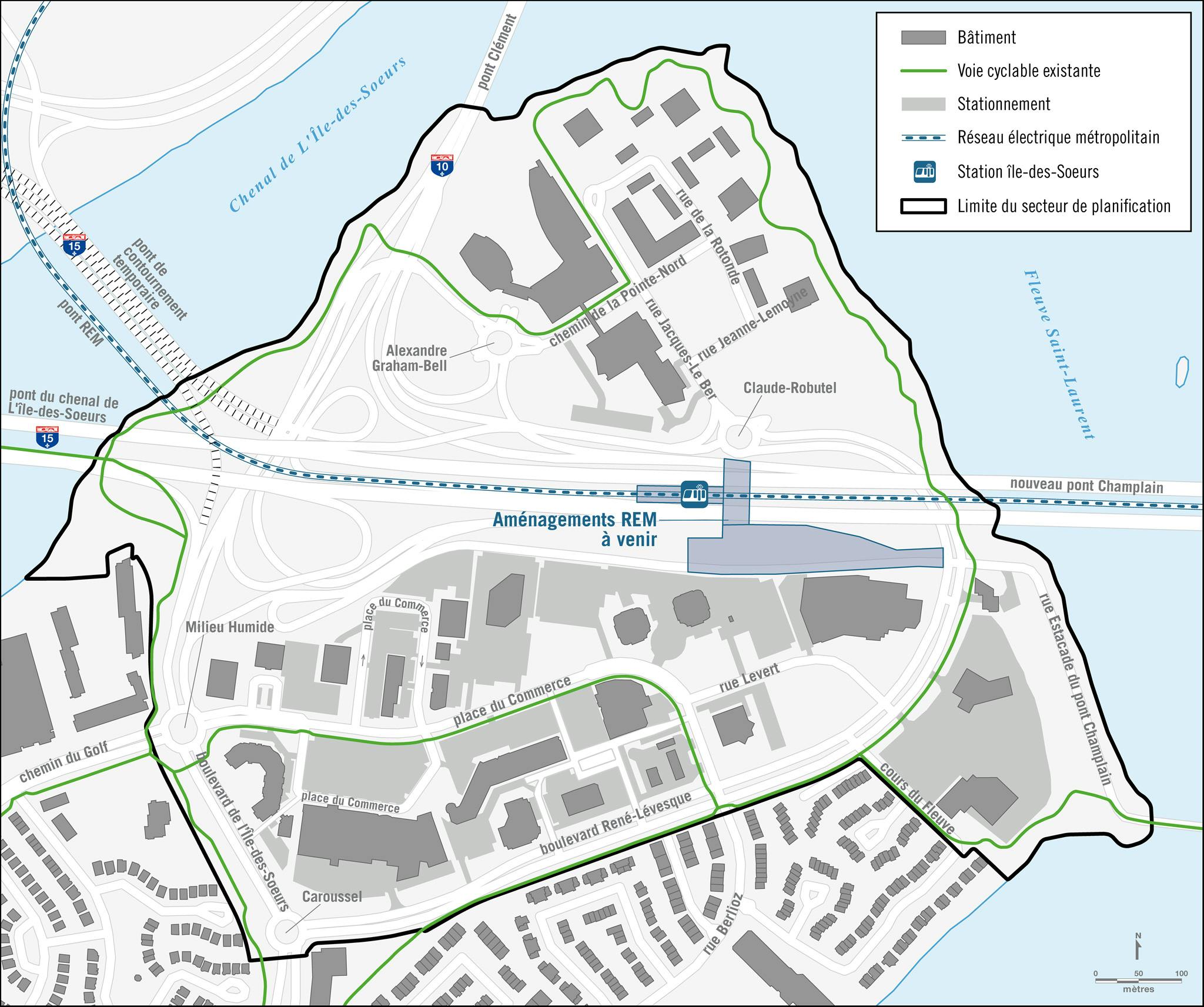 Carte du secteur de L’Île-des-Soeurs - Pointe-Nord