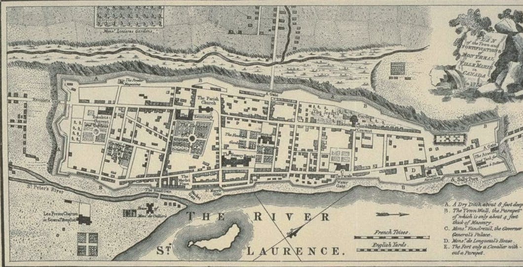 S.A carte de Montréal 1758 avant la capitulation