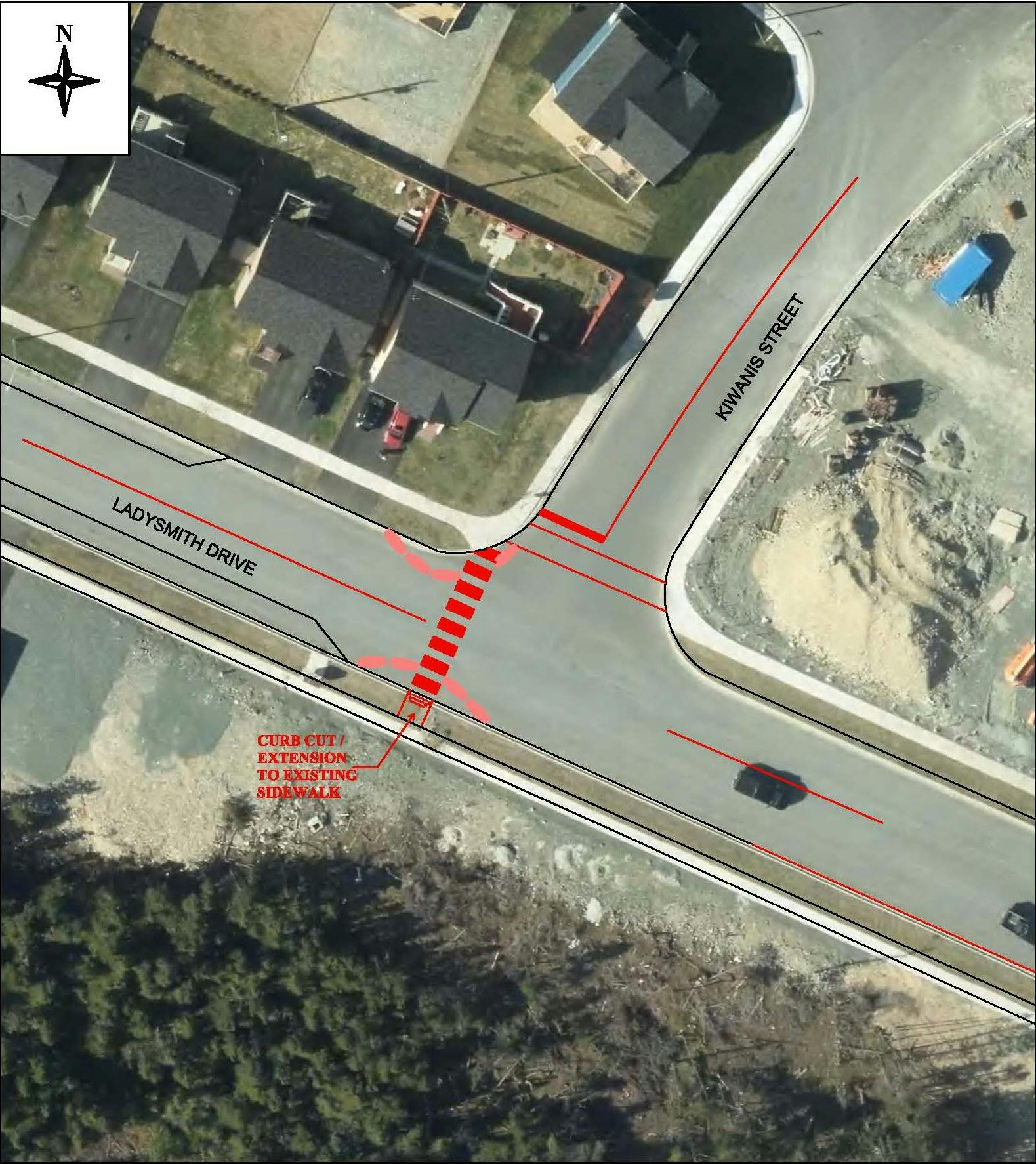 Ladysmith Drive and Kiwanis Street – Curb Extensions and Crosswalk