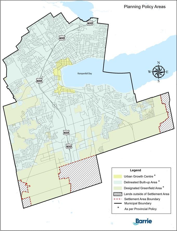 City of Barrie Policy Area Map
