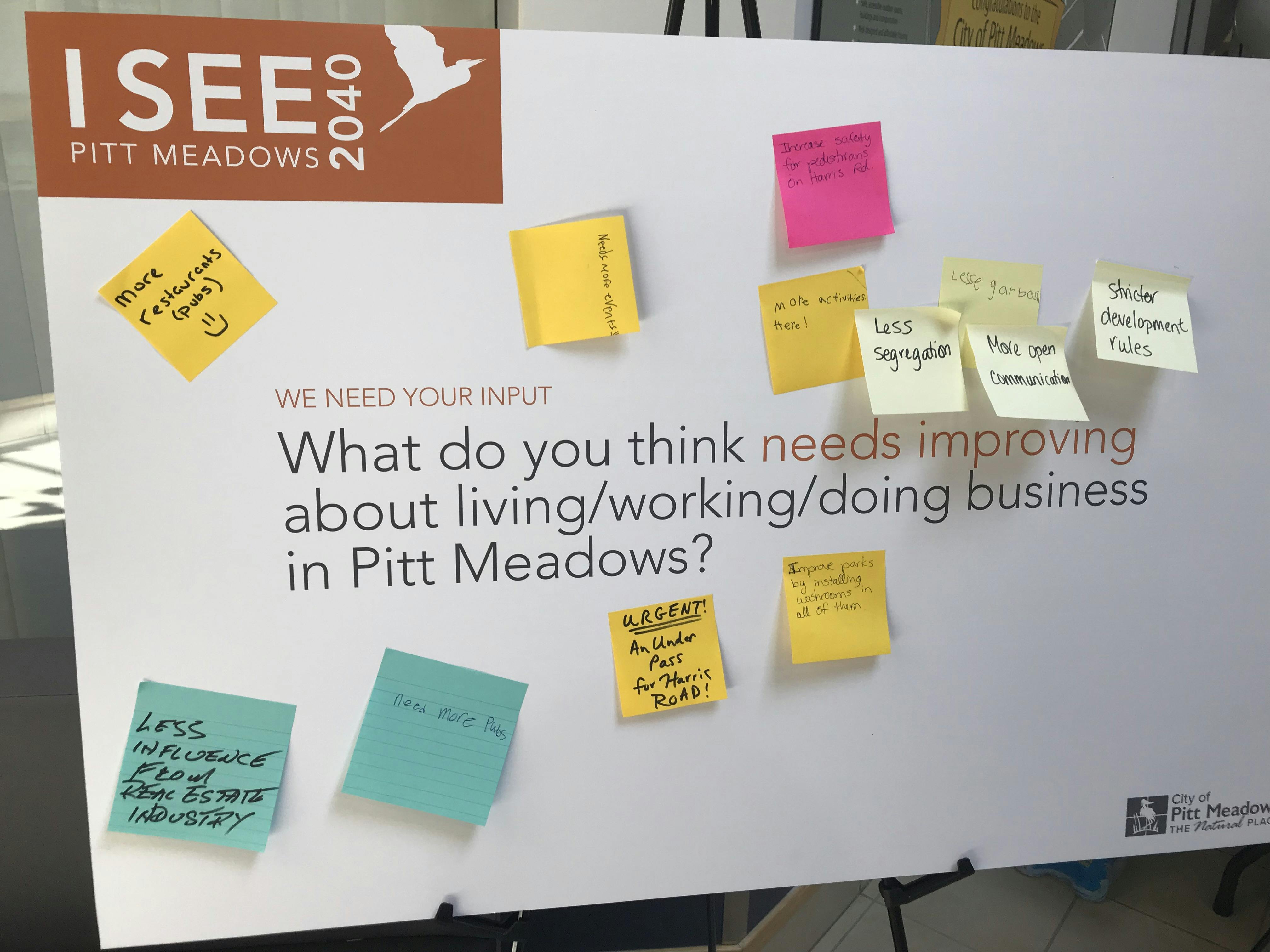 What do you think needs improving in the City of Pitt Meadows?