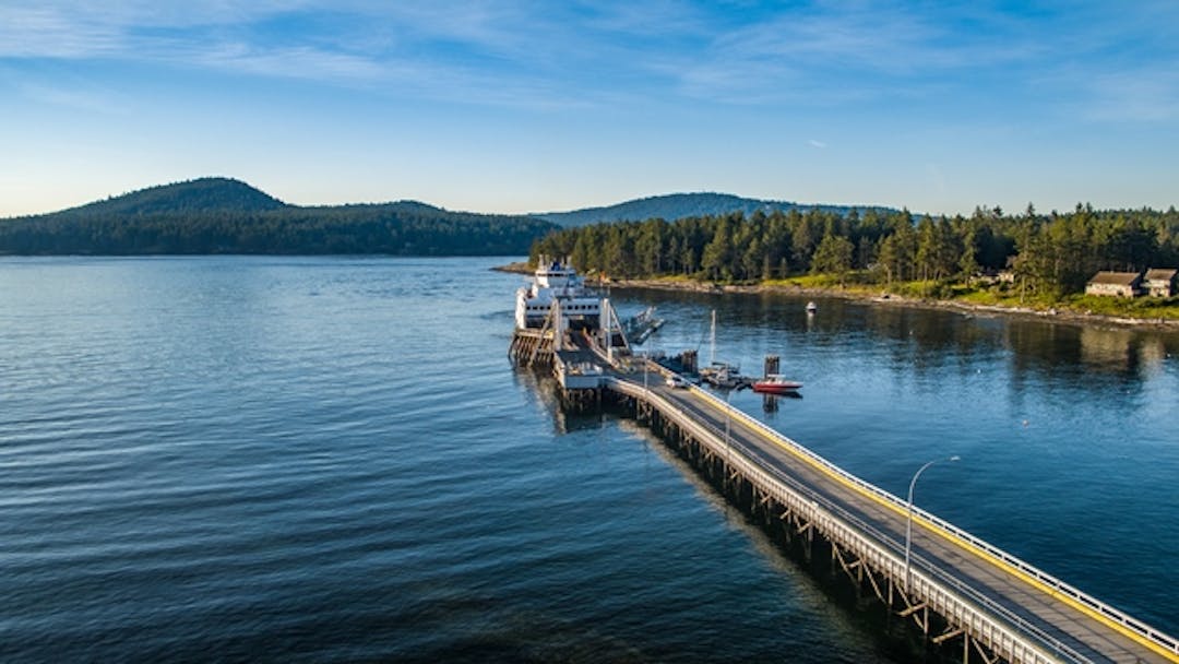 View of Sturdies Bay from the ferry. 