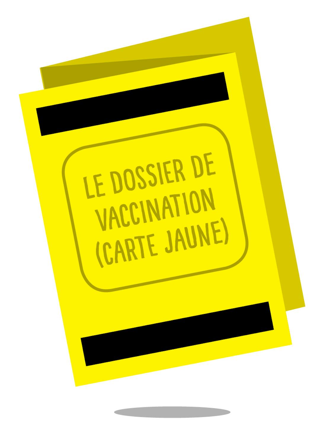 Yellow rectangle with text "The Yellow Immunization Card"