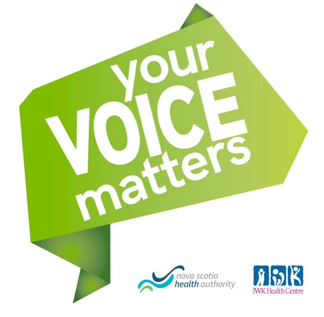 Green speech bubble with white text "Your Voice Matters"
