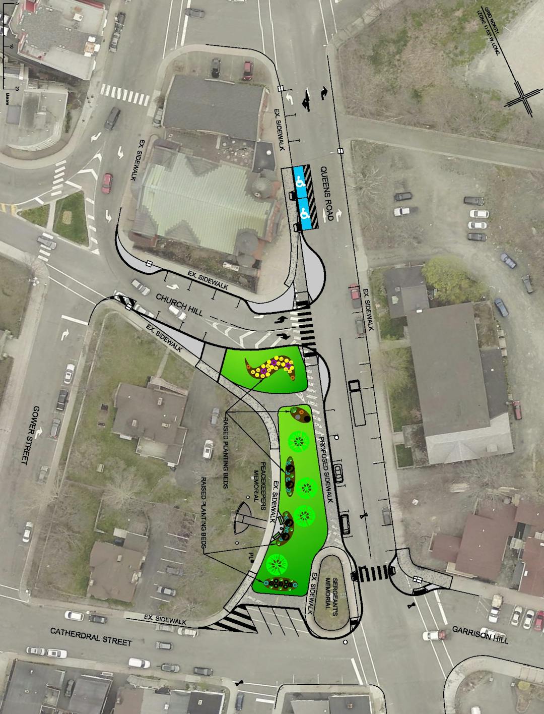 Map of Veteran's Square area showing realignment