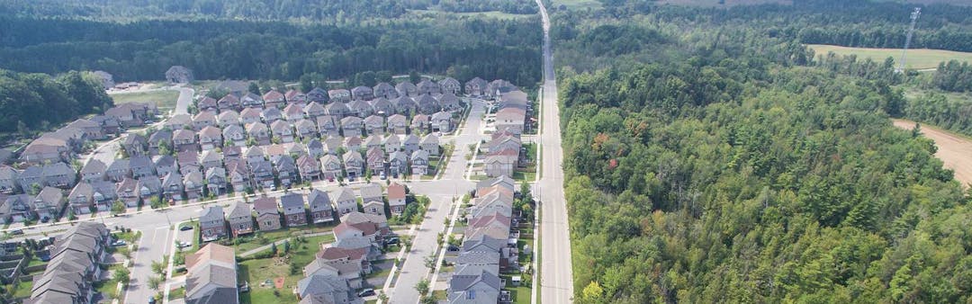 Central Downtown Area, Guelph, Ontario, Canada, Chrome Aerial View  Postcard, NOS