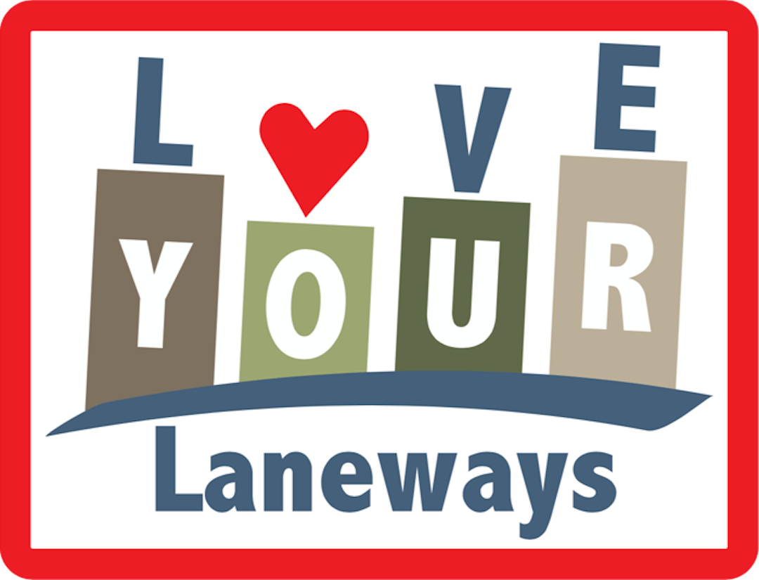 The words Love Your Laneways with a heart as the 'o' in the word 'Love'.