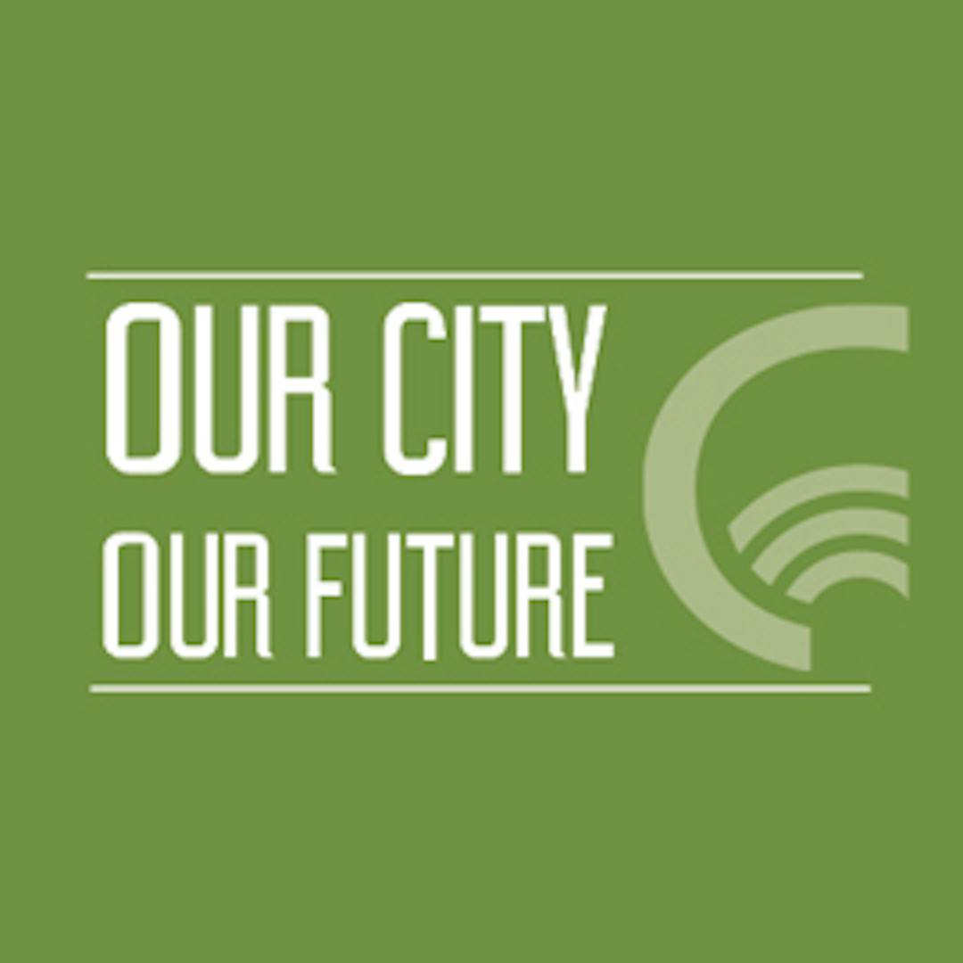 Strategic Plan logo image of "Our City Our Future" which is the name of the new strategic plan for the City.